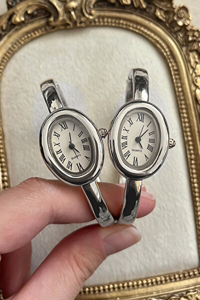 AURRARİ Car Silver Baignoire Kelepçe Kadın Kol Saati