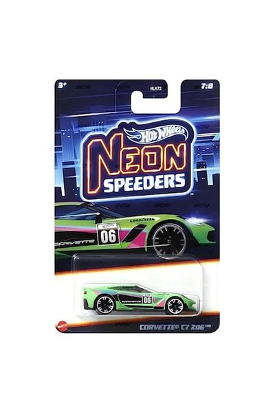 HOT WHEELS Diecast Car, Neon Speeders, Corvette C7 Z06, 1:64, Green
