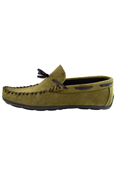 THEICONIC Men's Green Moccasins Made of Natural Suede Leather