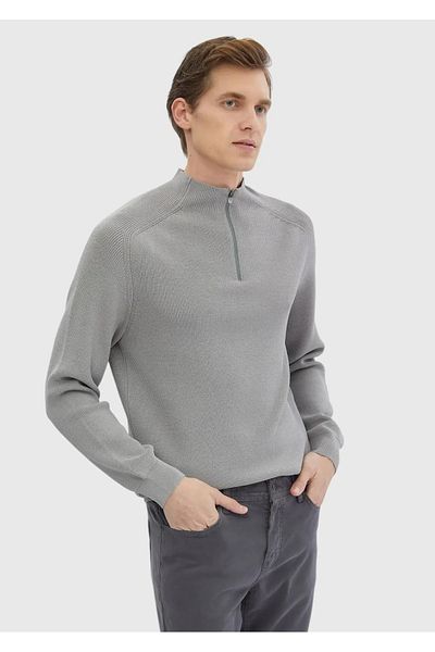 Ramsey Gray Half Turtleneck Jacquard Knitwear