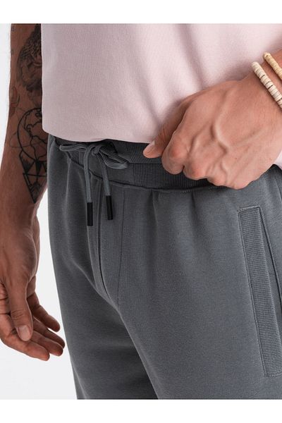 OMBRE Herren BASIC Baumwoll-Sweatshorts - Graphit V11 OM-SRBS-0149 S