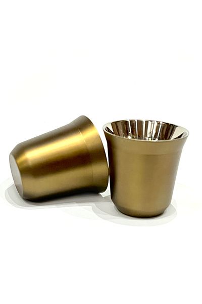 Generic كوب قهوة اسبريسو حراري تصميم كبسولة - ٨٠ مل - ذهبي