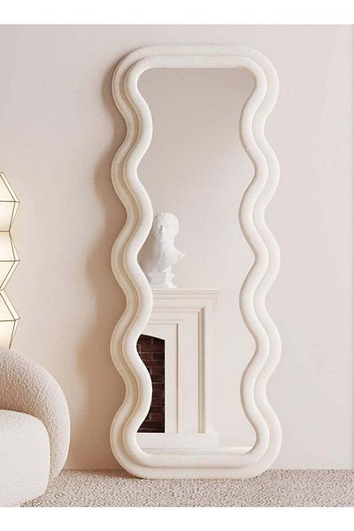Taimi Extra Large Mirror With Elegant Design Full Length Mirror 170x70cm With White Velvet Frame