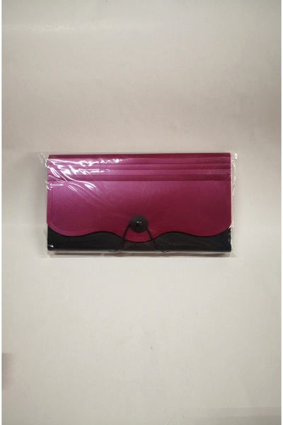 Linea Körüklü Çek Senet Portföyü Klasör Evrak Dosyası 12 Bölmeli 14cmx26cm Bordo Siyah