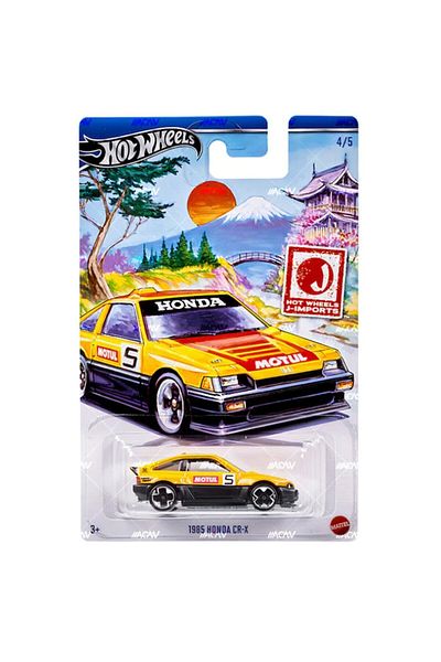 HOT WHEELS Hot Wheels Metal Car, 1985 Honda CR-X, J-IMPORTS Collection 2024, 1:64, Yellow