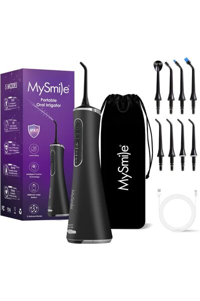 mysmile LP211 جهاز تنظيف الأسنان بالماء اللاسلكي المتطور 5 أوضاع تنظيف قابلة ...