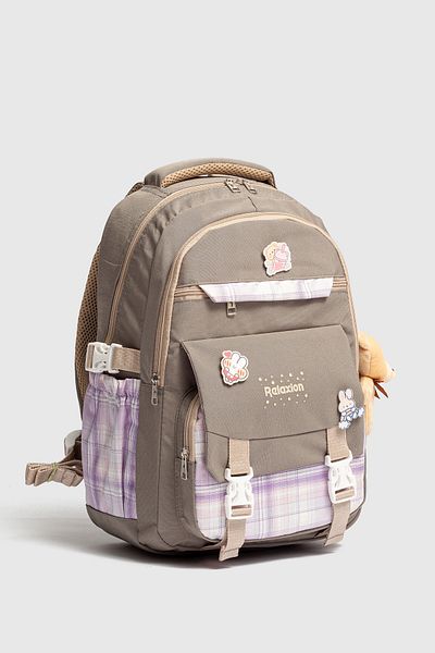 Fiyaka Rlx-1396 Set of 3 Children's Primary School Bag Backpack with Pen Holder and Lunch Bag Gray