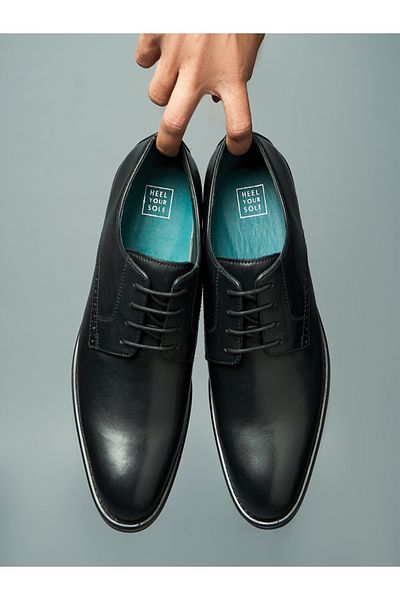 Heel Your Sole By Styli Solid Almond Toe Derby Shoes