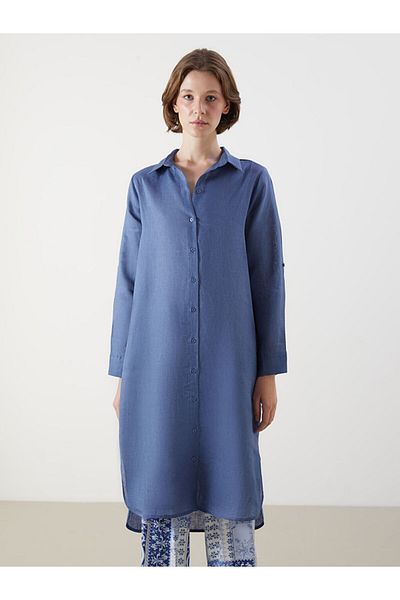 LC Waikiki Black 100% Linen Women's Shirt Tunic