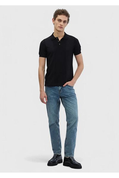 Ramsey Black Polo Neck Jacquard Knitwear Sweater