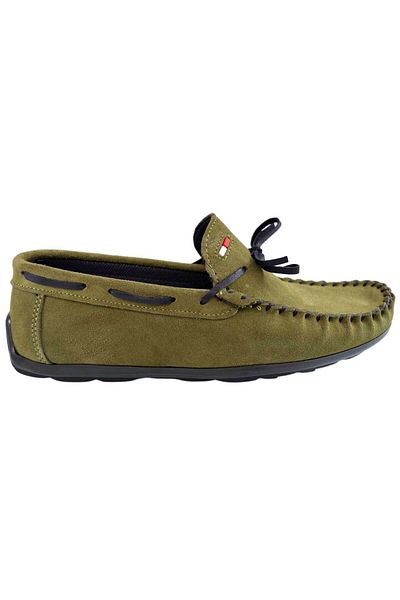 THEICONIC Men's Green Moccasins Made of Natural Suede Leather