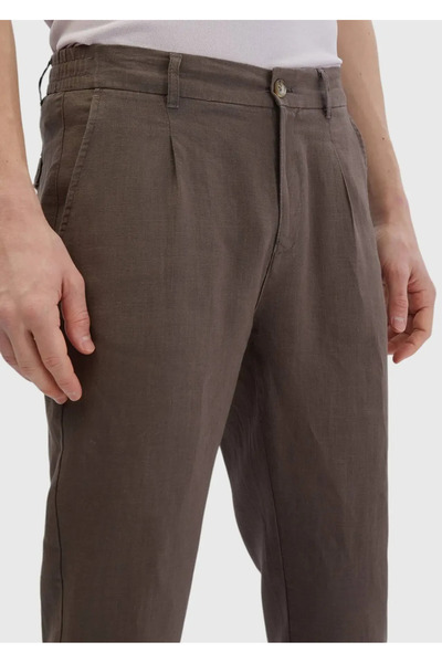 Ramsey Vizon Düz Dokuma Jogging Fit Casual %100 Keten Pantolon