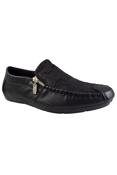 THEICONIC Men's loafers, black, ribbed pattern and zipper - Corner