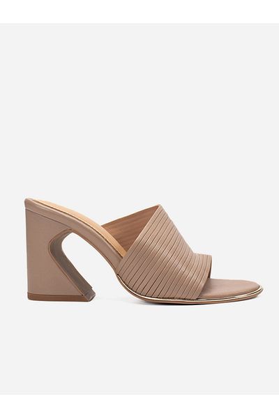 Heel Your Sole By Styli Striped Leather Block Heel Sandals