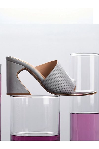 Heel Your Sole By Styli Striped Leather Block Heel Sandals