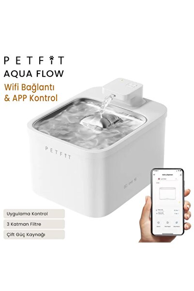 Petfit Aqua Flow 4L Çelik Hazne Wi-Fi Bataryalı Akıllı Otomatik Kedi Köpek Su...