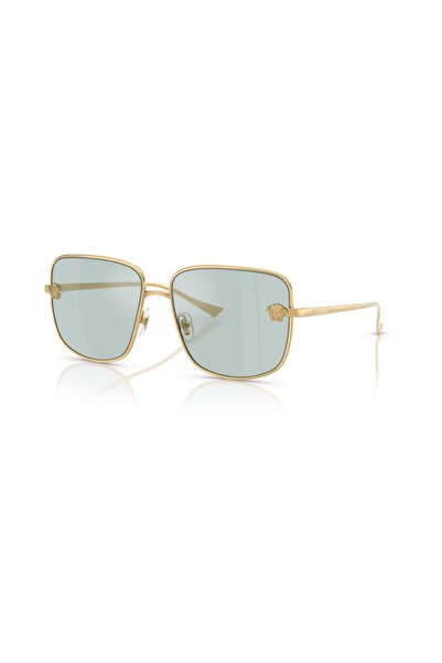 Versace Ve 2282 10029C 59 Unisex Square Gold Metal Sunglasses with Mirror