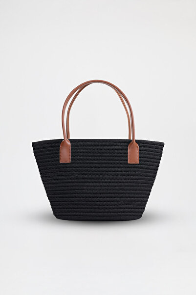 D'VERS Handmade Astarlı Hasır Tote Günlük Şık Tasarım, Geniş İç Hacim, Plaj ve Omuz Çantası