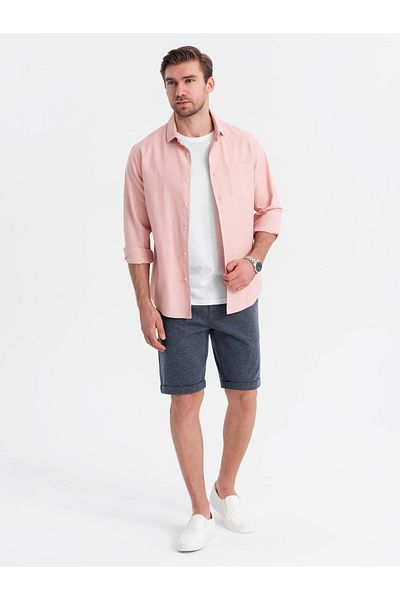 OMBRE Kurze Herrenshorts mit strukturiertem Strickgummibund - Marineblau V1 OM-SRCS-0177 S