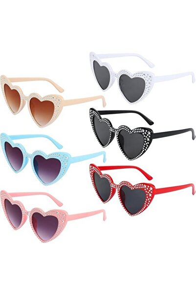 HIULLEN Set of 6 retro heart-shaped sunglasses, HIULLEN