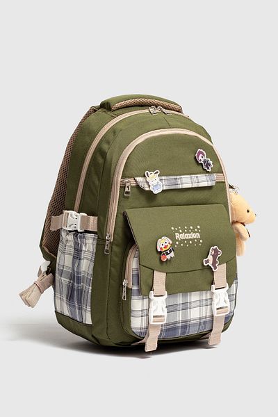 Relaxion Rlx-1396 Set de 3 geanți pentru școală primară pentru copii, cu suport pentru creion și cutie de prânz, rucsac VERDE
