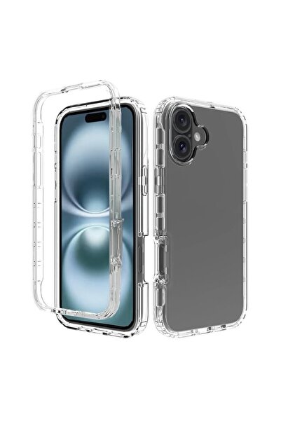 Gpack iPhone 16 Plus uyumlu Kılıf Ön Arka Şeffaf Silikon Koruma Şeffaf