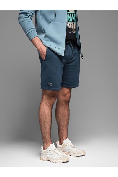 OMBRE Herren RELAXED FIT kurze Sweatshorts im Athleisure-Stil - Marineblau V4 OM-SRWS-0122 L