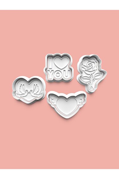 AKTASTORE قالب كوكيز الحب وقالب عجينة السكر مجموعة من 4 قطع 0529-set