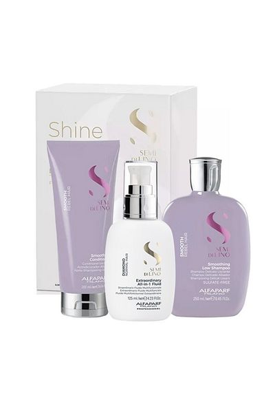 Alfaparf Milano Alfaparf Semi Di Lino Smoothing Set: Shampoo 250ml, Conditioner 200ml, Shine Fluid 125ml