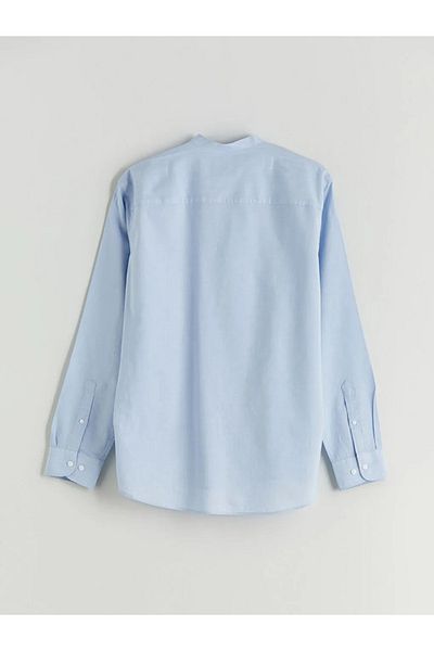 LC Waikiki Lcw Vision Blue Comfortable Fit Dominant Collar Long Sleeve Men's Shirt