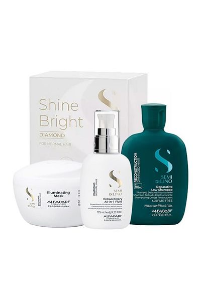 Alfaparf Milano Alfaparf Semi Di Lino Reconstruction Set: Shampoo 250ml, Shine Mask 200ml, Shine Fluid 125ml