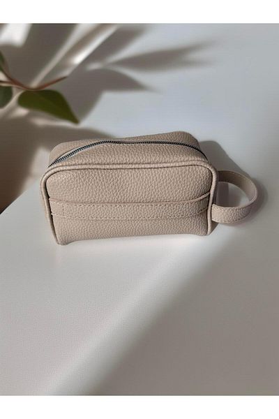 Valiberta Double Handle Leather Look Men's Handbag - Light Beige