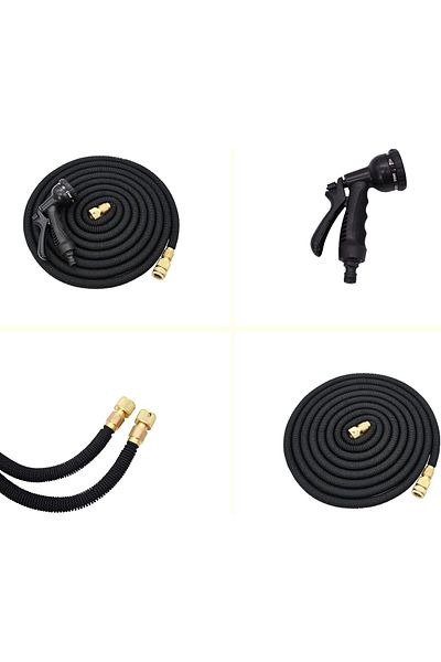 WTO WTO® Expandable Hose Set with Gun, anti-twist, copper connector and storage bag, 5-15 m