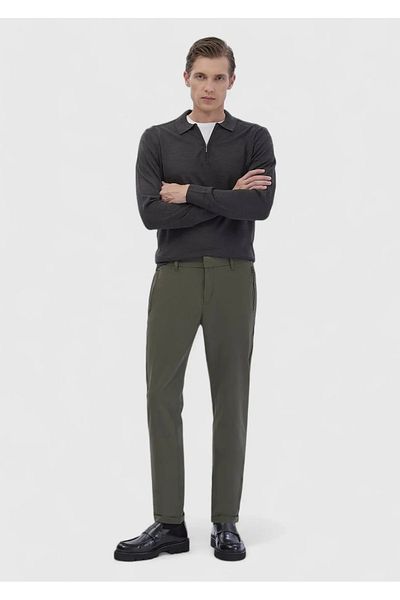 Ramsey Anthracite Polo Collar Plain Knitted Wool Blended Knitwear