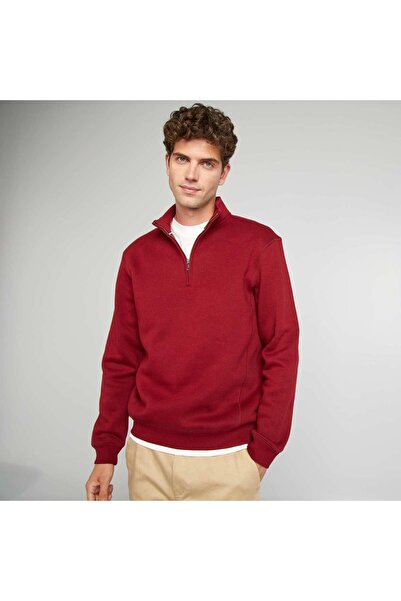 KIABI Zip-up high-neck sweatshirt RED