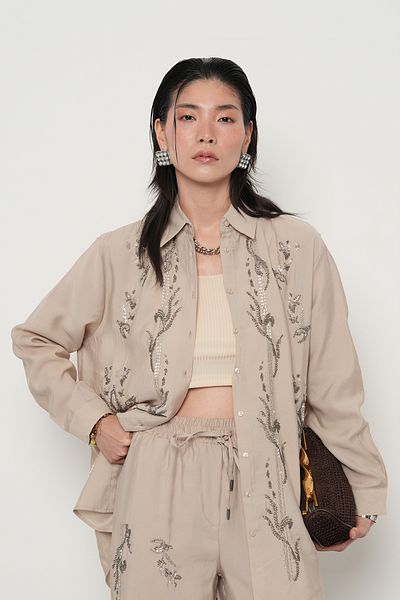 Orfeo Negro ΓΥΝΑΙΚΕΙΟ ΠΟΥΚΑΜΙΣΟ OVERSIZE ΜΕ ΧΑΝΤΡΕΣ ΚΑΙ ΠΕΤΡΕΣ ΜΠΡΟΣΤΑ
