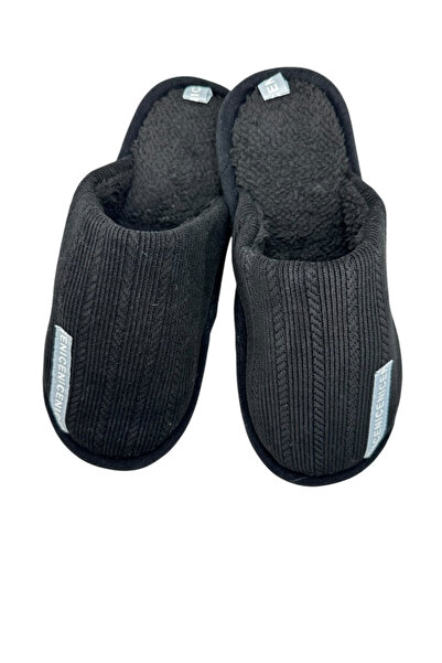 TECOS Papuci imblaniti de casa pentru barbati, Tecos®, marime 42-43, negru, talpa comoda, 28 centimetri