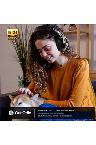 Oneodio سماعات رأس A70 بلوتوث فوق الأذن، سماعات رأس لاسلكية مع وقت تشغيل يصل إلى 72 ساعة، عالية الدقة، 3.5 مم/6.35 مم