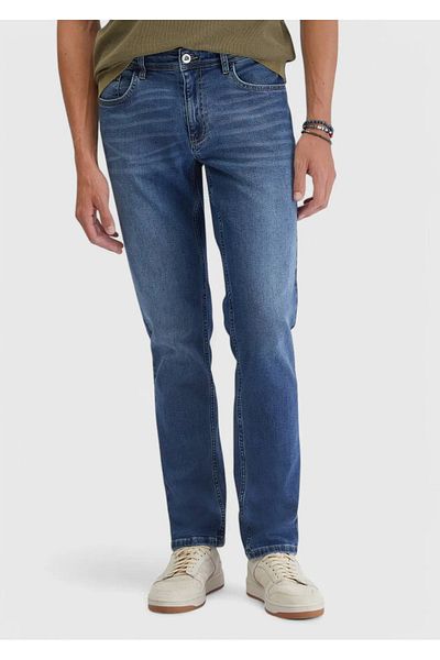 Ramsey Παντελόνι Indigo Straight Slim Fit τζιν από βαμβακερό μείγμα