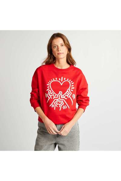 KIABI Keith Haring sweatshirt - Valentine's Day RED