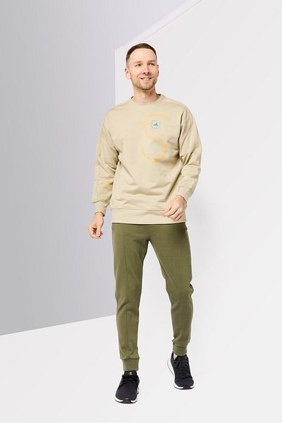 adidas Men Sportswear Fit Long Sleeve Outdoor Sweatshirt, Beige