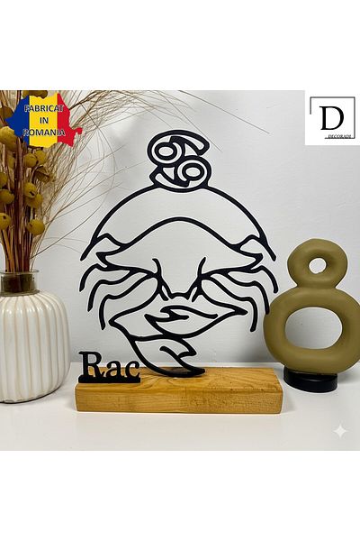 OEM Zodiac decoration "RACER" with natural wooden base, 19 cm, black, 3D printed