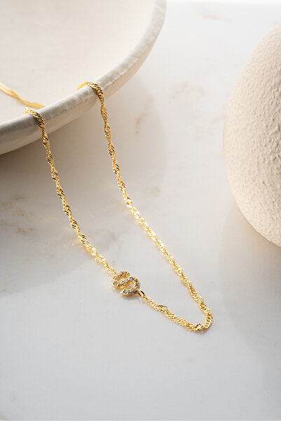 Silvano Jewelry 925 Ayar Gümüş Işıklı Kutuda Singapur Zincir Harf Kolye