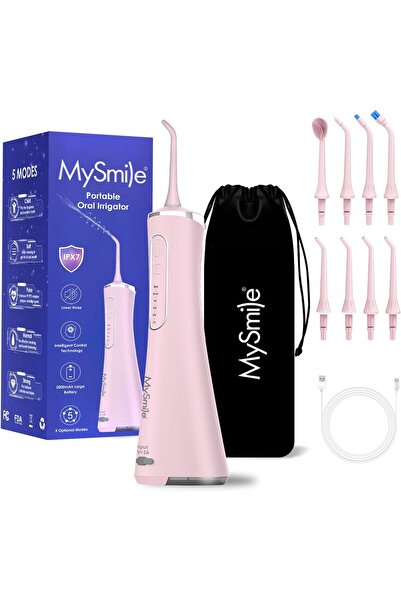 mysmile LP211 جهاز تنظيف الأسنان بالماء اللاسلكي المتطور 5 أوضاع تنظيف قابلة ...