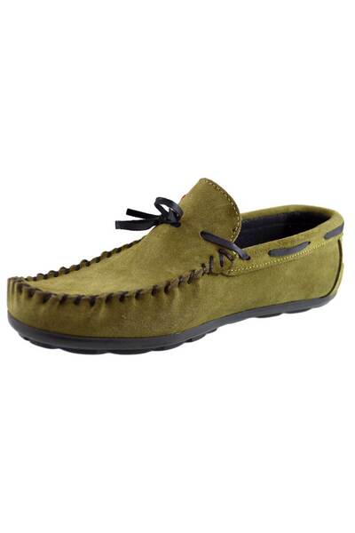 THEICONIC Men's Green Moccasins Made of Natural Suede Leather