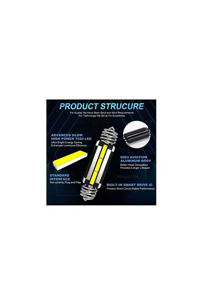AUTOREY Sofit LED Car Bulb c5w Adjustable Arc Size 39-41mm Canbus Trunk License Plate Lights Interior White