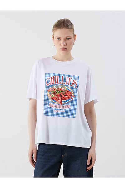 LC Waikiki Νέα σεζόν Crew Neck Printed Oversize Γυναικείο Tisort - S5PN95Z8