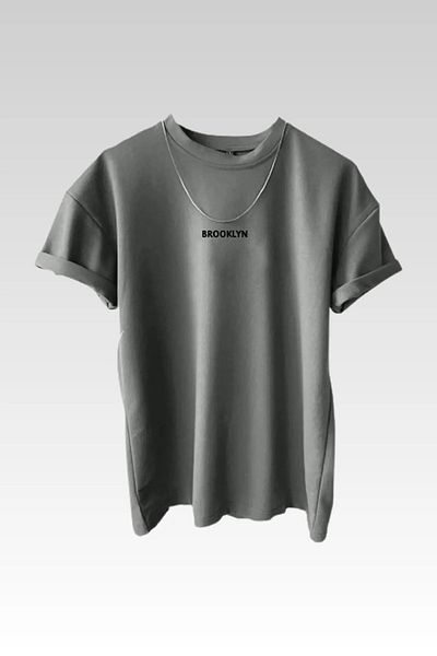 MODAGEN Unisex Brooklyn Printed 3 Pack Καφέ-Γκρι-Μαύρο T-Shirt