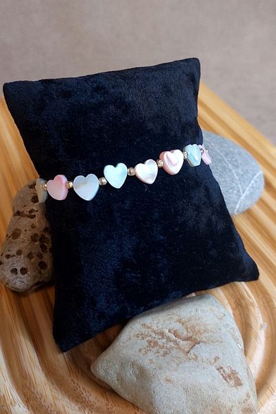 Uretti - Özlem 9422 6692 Handmade Colorful Heart Natural Stone Women's Bracelet