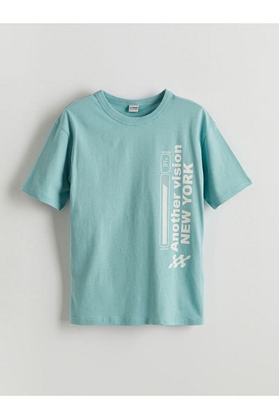 LC Waikiki Green Crew Neck Boy's T-Shirt
